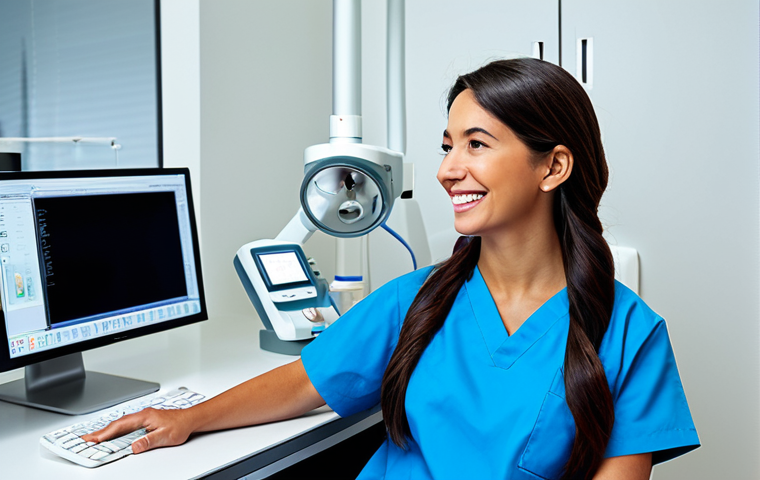 Digital Dentistry Innovation**

"A professional dental hygienist, fully clothed in appropriate medical scrubs, using a CAD/CAM system to design a dental prosthetic in a modern dental office. Perfect anatomy, correct proportions, well-formed hands, proper finger count, natural pose, safe for work, appropriate content, professional, modest, family-friendly, high quality."

**