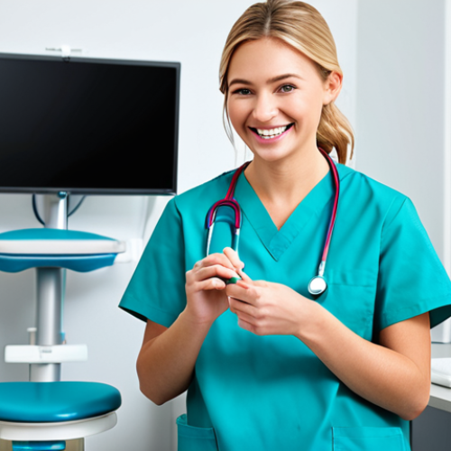 Home 5 치과위생사 신규 직장 적응법 - **Prompt:** A young, smiling dental hygienist in a modern, bright dental office, fully clothed in pr...