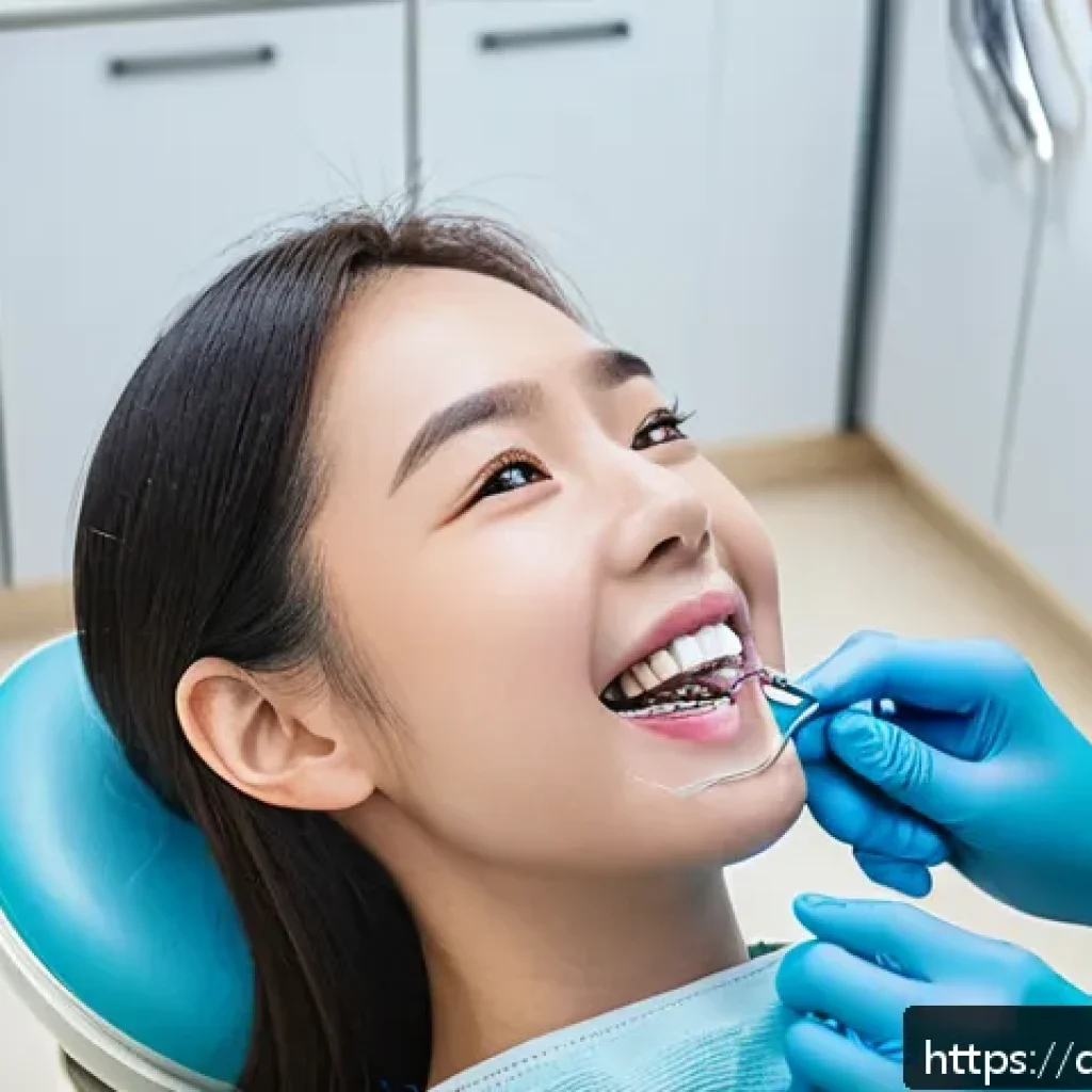 치과위생사 치아 교정 보조 경험담 - A professional dental hygienist carefully attaching orthodontic brackets and wires to a patient’s te...