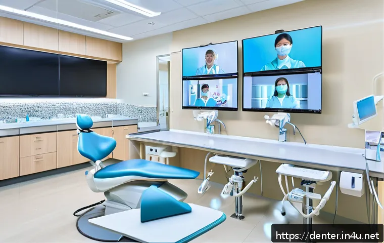 치과위생사 전문 교육 기관 추천 - A modern dental hygiene classroom with diverse adult students engaged in a hybrid learning environme...